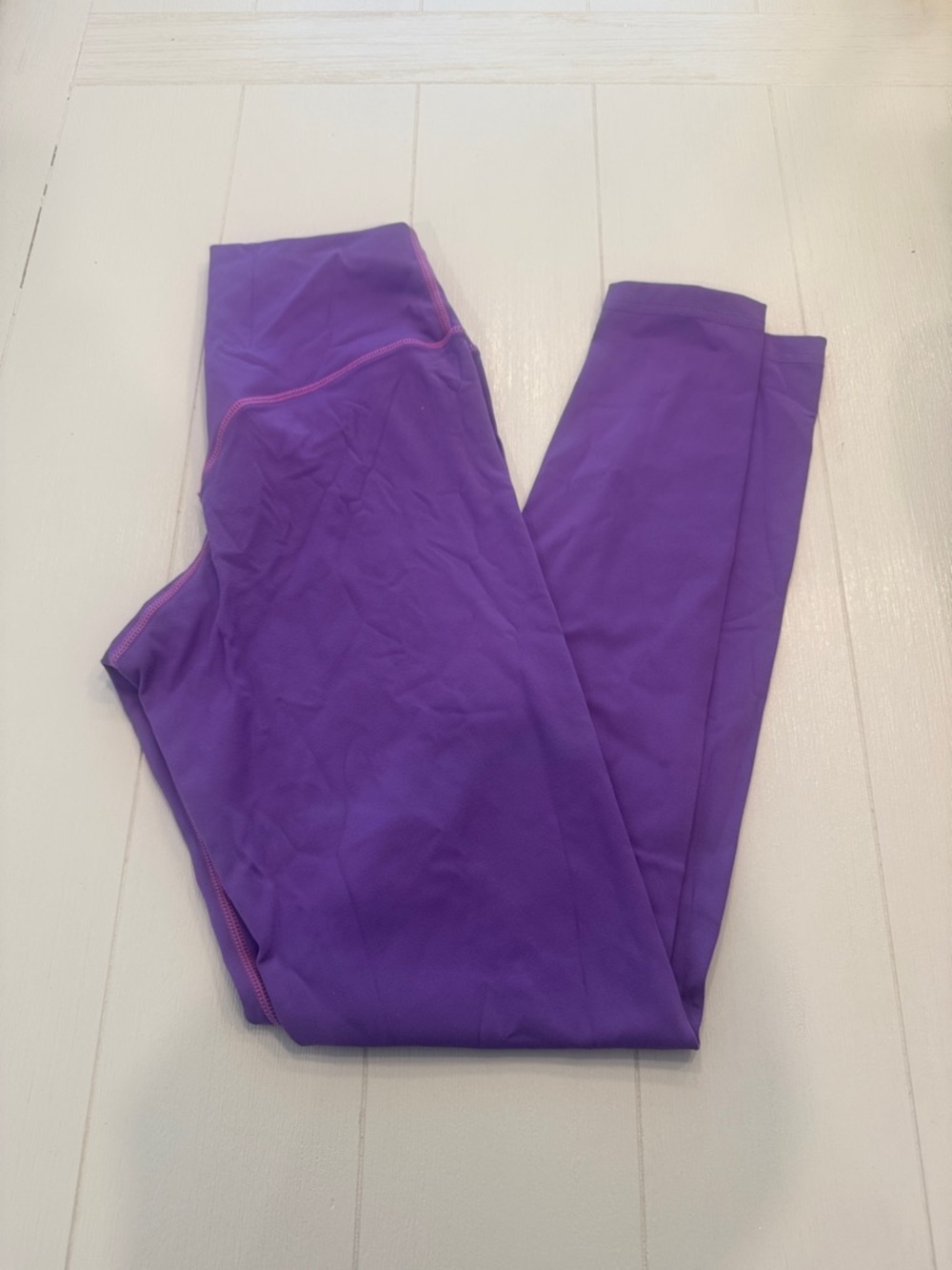 Balance Athletica Purple Leggings with Pink Stitching